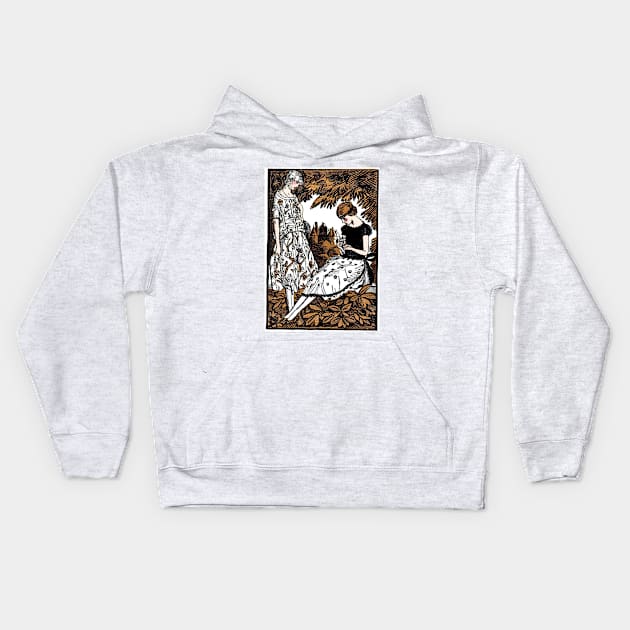 A Rest In The Wood 1920s Fashionable Women Today, Fernand Siméon Kids Hoodie by rocketshipretro